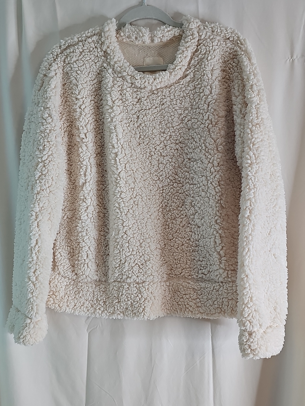 Harper Plush Sherpa Crewneck Sweater in Cream